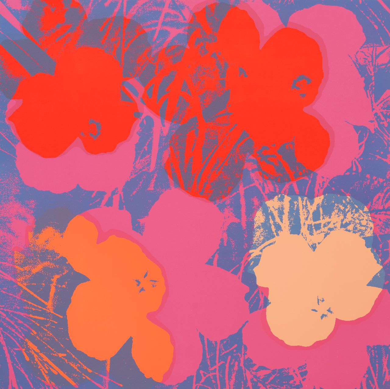 Naar Andy Warhol   | Naar Andy Warhol | Grafik zum Verkauf angeboten | Flowers, Siebdruck auf Papier 91,0 x 90,7 cm, prijs zonder lijst