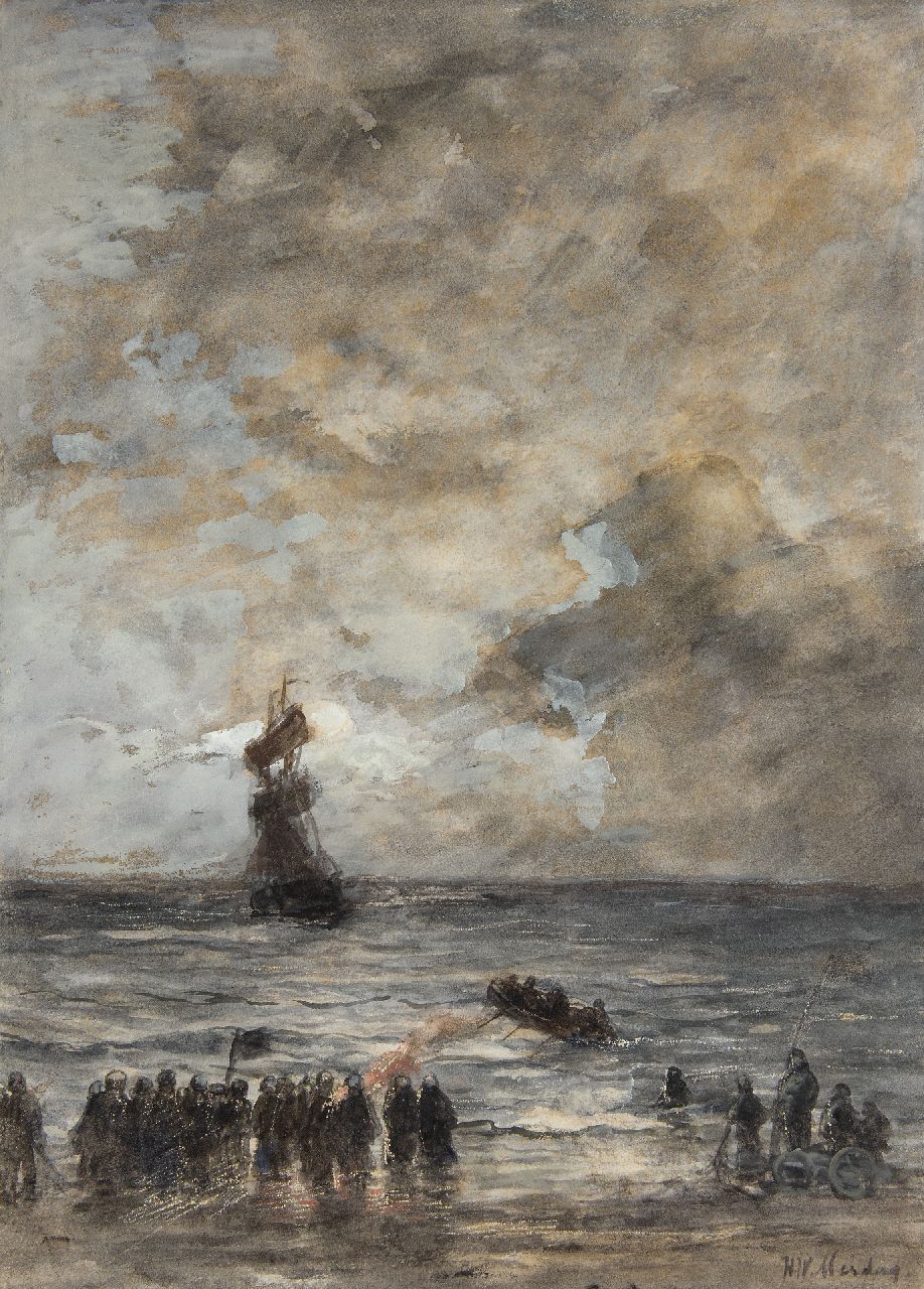 Mesdag H.W.  | Hendrik Willem Mesdag, Nach dem Sturm, Aquarell auf Papier 51,5 x 37,3 cm, Unterzeichnet u.r.