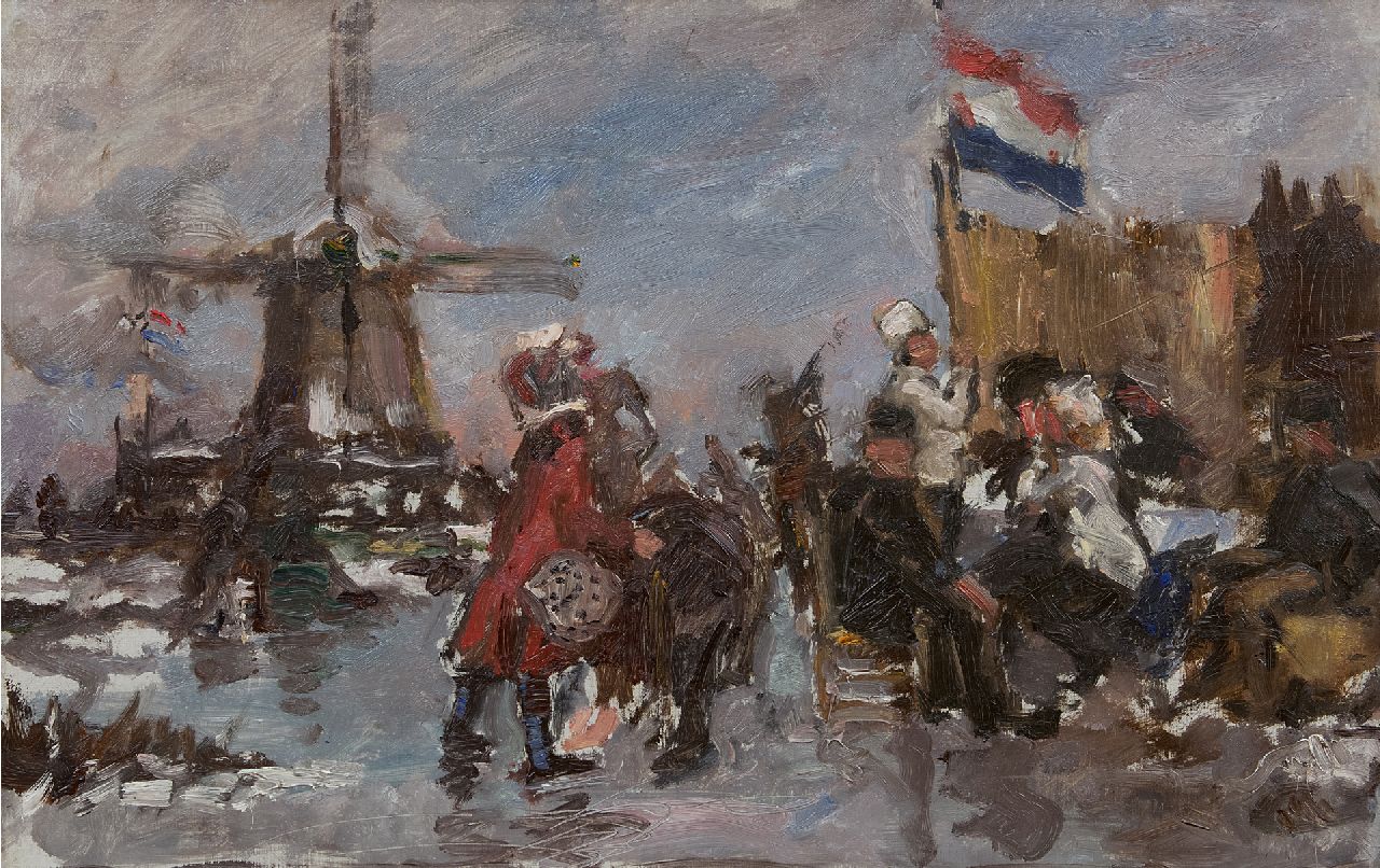 Roelofs O.W.A.  | Otto Willem Albertus 'Albert' Roelofs | Gemälde zum Verkauf angeboten | Eisvergnügen, Öl auf Leinwand 39,8 x 60,3 cm, zu datieren 1899