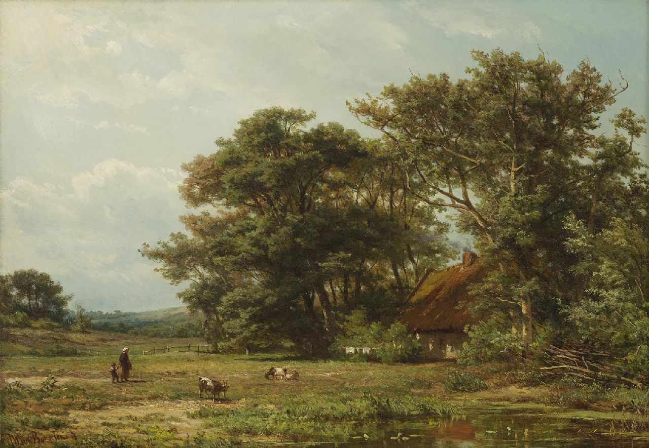 Borselen J.W. van | Jan Willem van Borselen | Gemälde zum Verkauf angeboten | Bäuerin und Sohn bei einem Bauernhof, Öl auf Holz 37,5 x 53,5 cm, Unterzeichnet l.u.