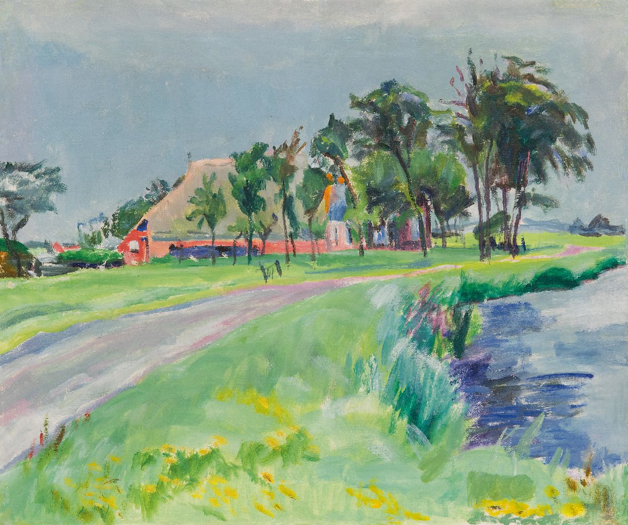 Kleima E.A.  | 'Ekke' Abel Kleima, Landschaft in Groningen, Öl auf Leinwand 50,8 x 59,5 cm