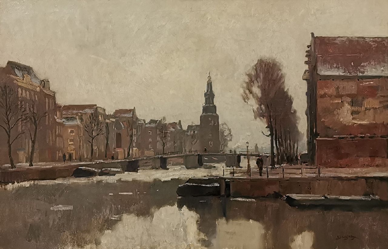 Ligtelijn E.J.  | Evert Jan Ligtelijn, Der Oude Schans in Amsterdam im Winter, Öl auf Leinwand 71,5 x 108,4 cm, Unterzeichnet u.r.