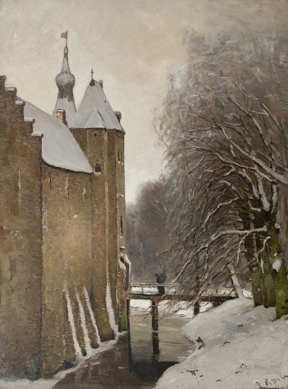 Apol L.F.H.  | Lodewijk Franciscus Hendrik 'Louis' Apol | Gemälde zum Verkauf angeboten | Schloss Doorwerth im Schnee, Öl auf Leinwand 108,2 x 81,2 cm, Unterzeichnet r.u.