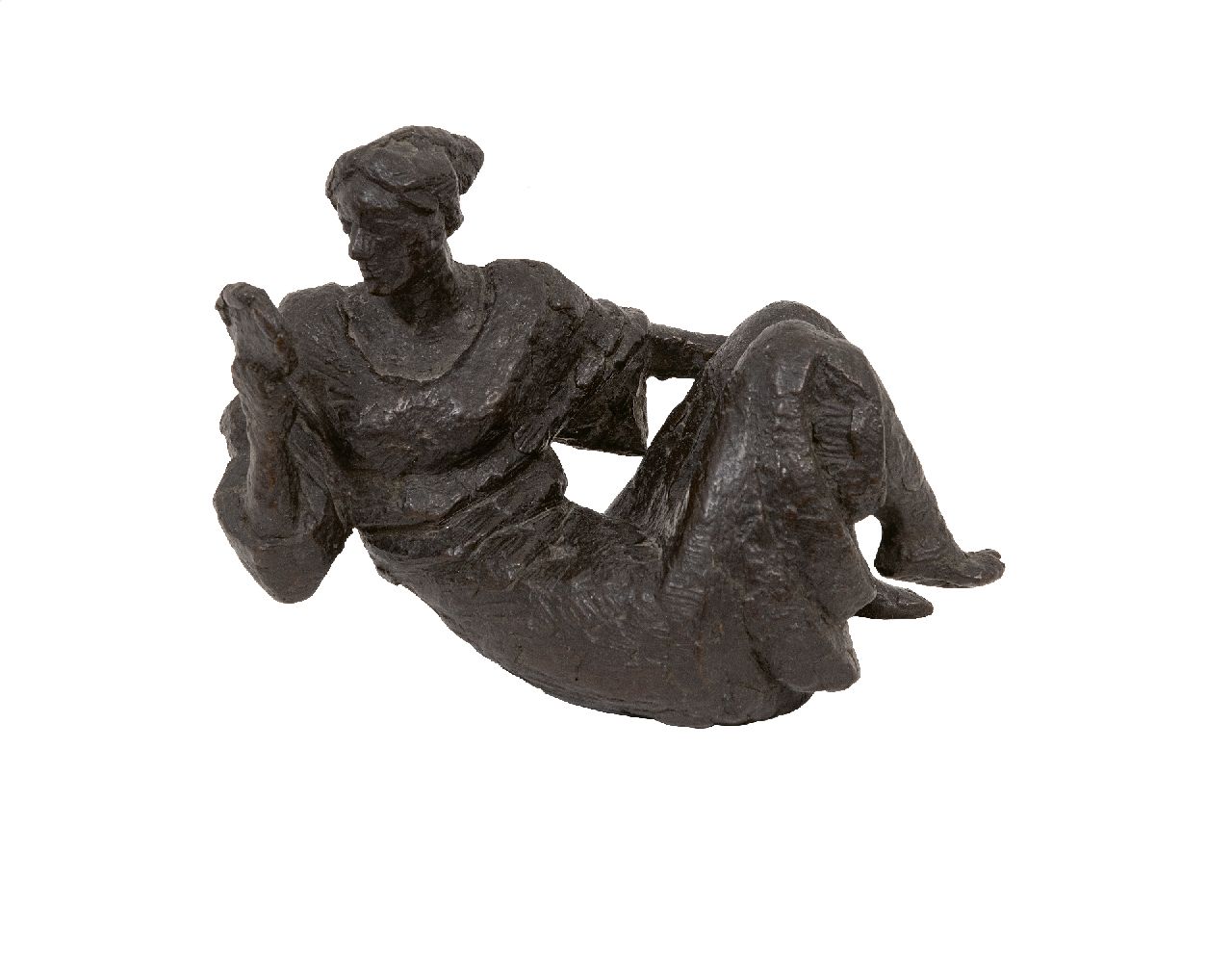Onbekend Duitse School  | Onbekend | Skulpturen und Objekte zum Verkauf angeboten | Liegende Dame mit Handspiegel, Bronze 14,0 x 20,0 cm
