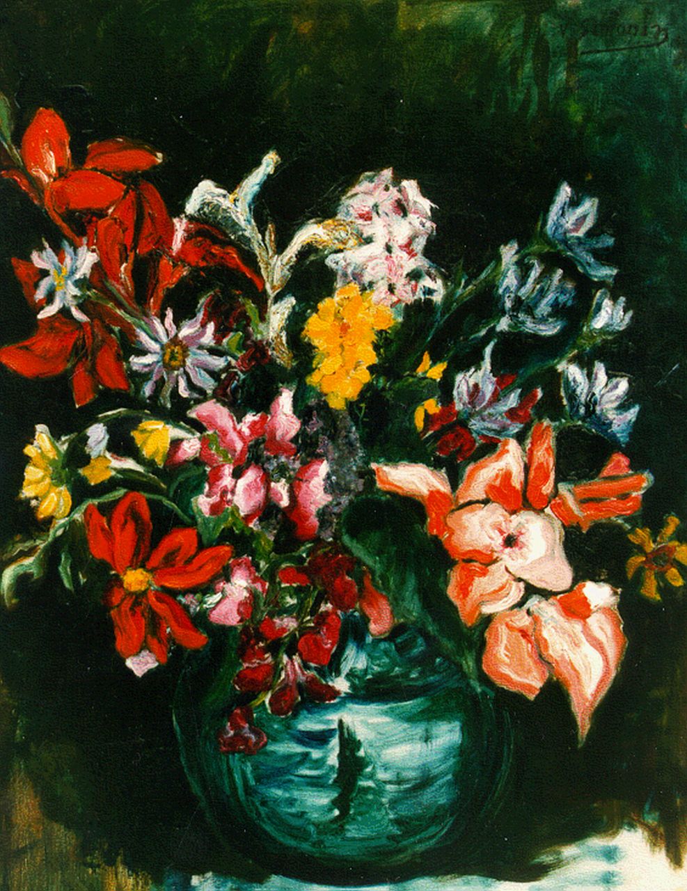 Simonin V.  | Victor Simonin, Flowers in a chinese vase, Öl auf Leinwand 80,0 x 60,0 cm, signed u.r.