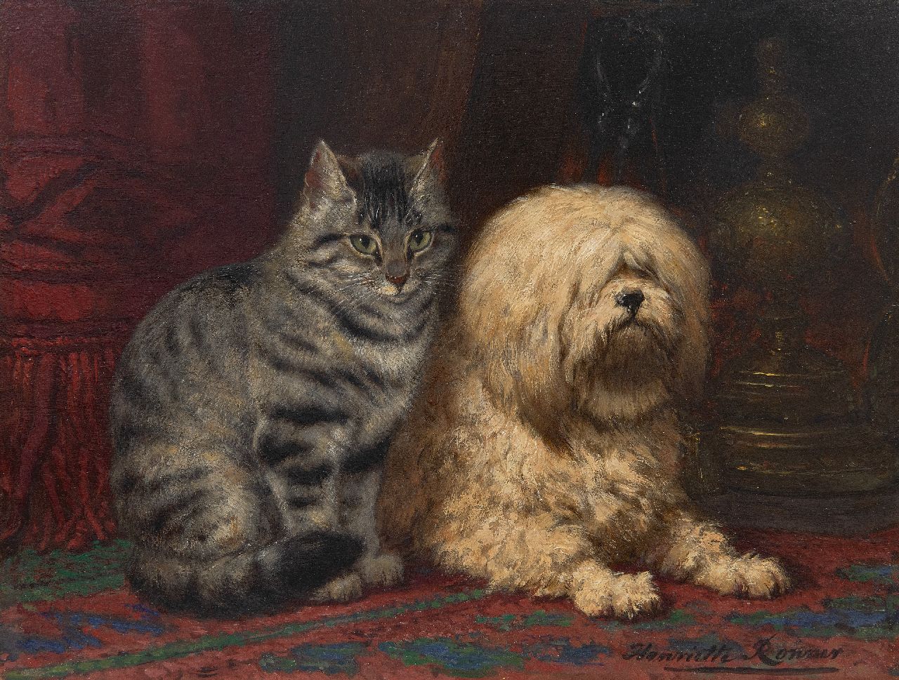 Ronner-Knip H.  | Henriette Ronner-Knip | Gemälde zum Verkauf angeboten | Die Zwei Freunde, Öl auf Holz 24,3 x 31,9 cm, Unterzeichnet u.r.