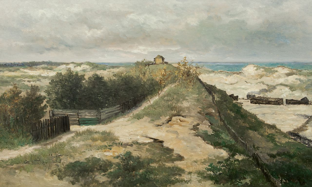 Mesdag H.W.  | Hendrik Willem Mesdag, Das Atelier von Sientje Mesdag-van Houten, Öl auf Holz 70,1 x 115,2 cm, Unterzeichnet Mit Stempel der autorisierten Werkstatt und zu datieren um 1885-1895