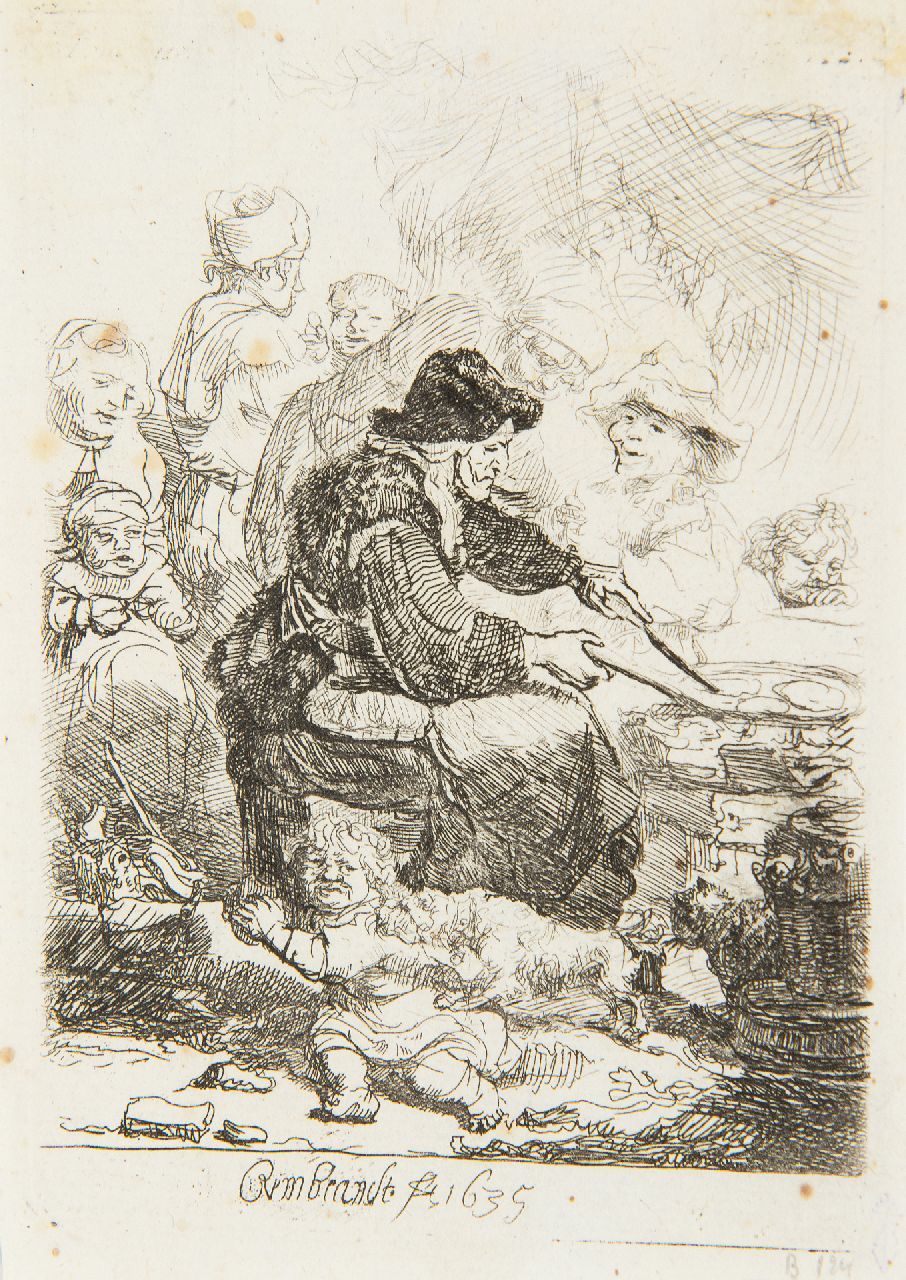 Rembrandt | Die Pfannenkuchenbäckerin, Radierung auf Papier, 10,9 x 7,8 cm, Unterzeichnet m.u. (in der Platte) und datiert 1635 (in der Platte)