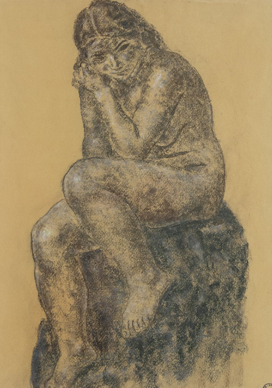 Gestel L.  | Leendert 'Leo' Gestel, Nackt sitzen, Pastell auf Papier 64,0 x 45,5 cm, zu datieren um 1930