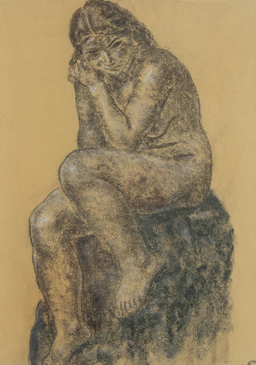 Gestel L.  | Leendert 'Leo' Gestel, Nackt sitzen, Pastell auf Papier 64,0 x 45,5 cm, zu datieren um 1930