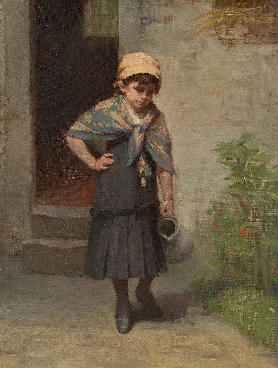 Allebé A.  | Augustus Allebé | Gemälde zum Verkauf angeboten | Ein leerer Krug, Öl auf Leinwand 52,1 x 39,2 cm, Unterzeichnet M.l. und datiert 1888, ohne Rahmen
