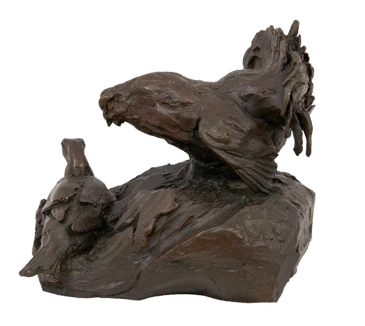 Poortvliet R.  | Rien Poortvliet, Birkhuhn-Paar, Bronze 19,5 x 22,5 cm