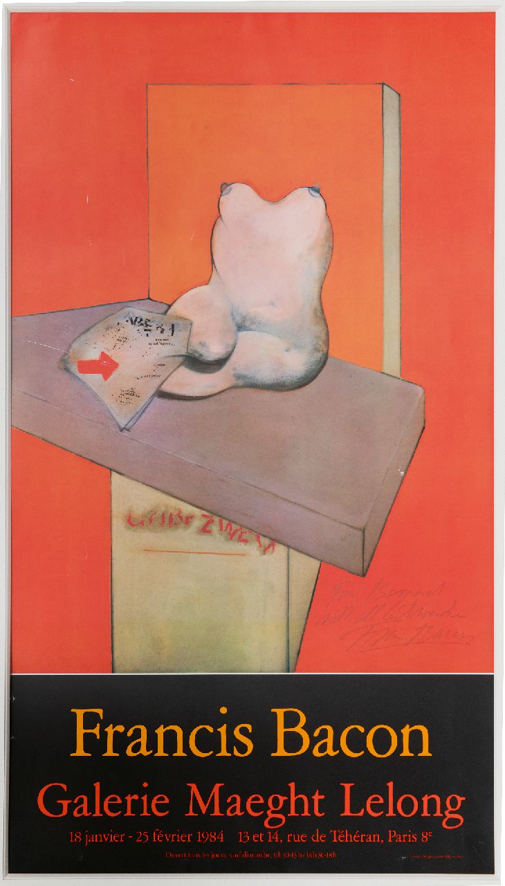 Onbekend   | Onbekend | Grafik zum Verkauf angeboten | Ausstellungsplakat von Francis Bacon in der Galerie Maeght Lelong, 1984, vom Künstler signiert und kommentiert, Litho 79,0 x 45,0 cm, Unterzeichnet u.r.