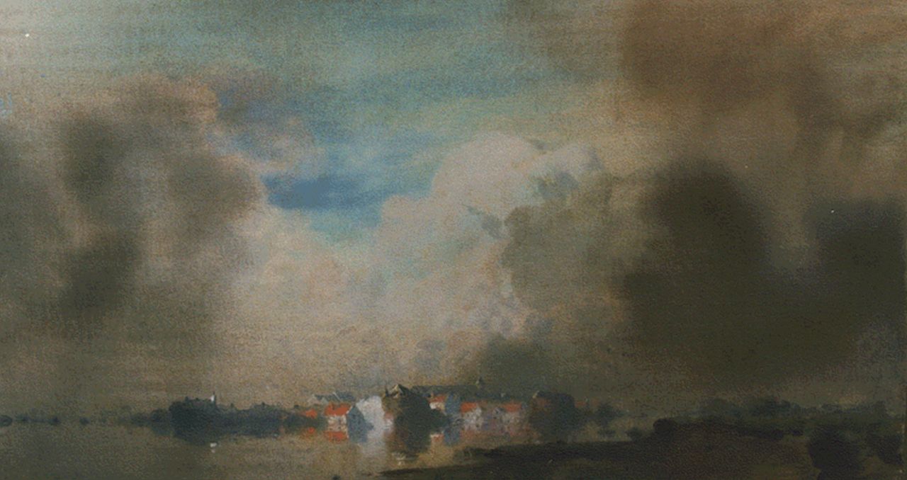 Voerman sr. J.  | Jan Voerman sr., A view of the river IJssel, Öl auf Holz 31,0 x 52,0 cm