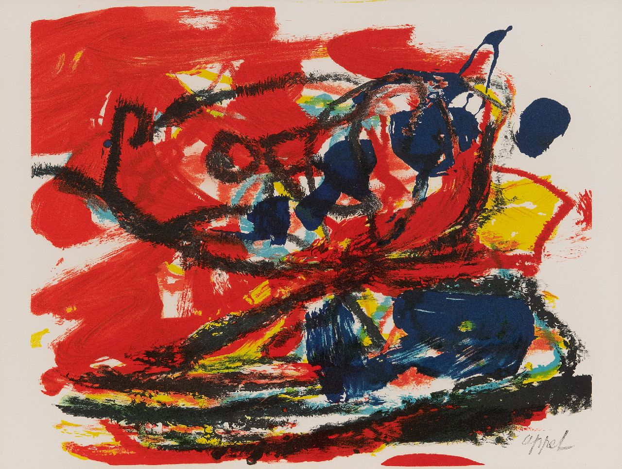 Appel C.K.  | Christiaan 'Karel' Appel | Grafik zum Verkauf angeboten | Musique Barbare, Litho 28,0 x 37,5 cm, Unterzeichnet u.r. (im Stein) und zu datieren um 1963