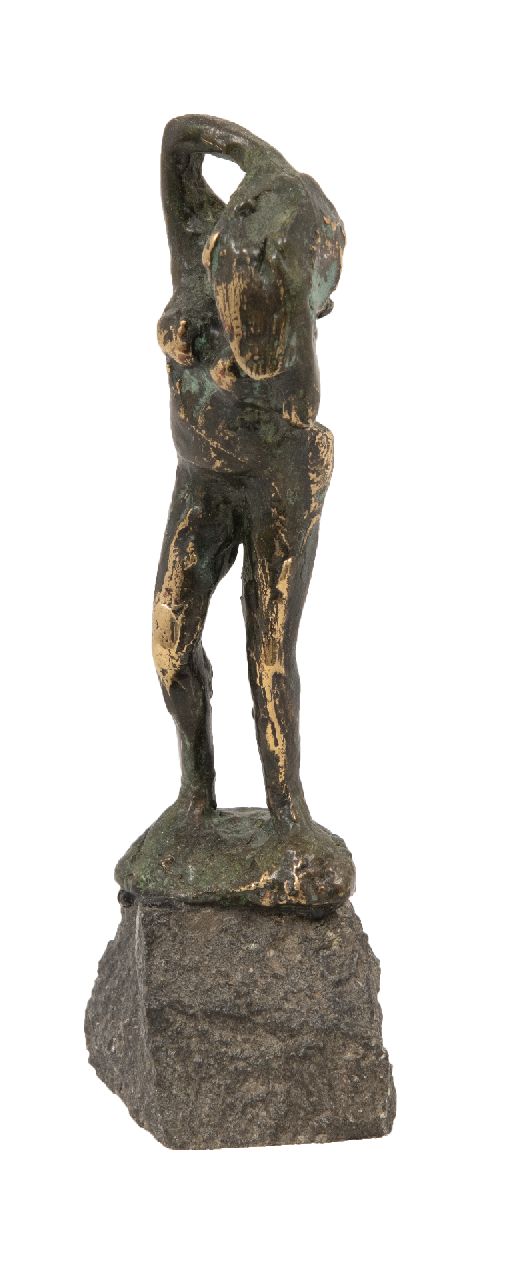 Bakker W.F.  | Willem Frederik 'Jits' Bakker | Skulpturen und Objekte zum Verkauf angeboten | Marion wäscht sich die Haare, Bronze 11,3 x 4,3 cm, Unterzeichnet auf der Basis