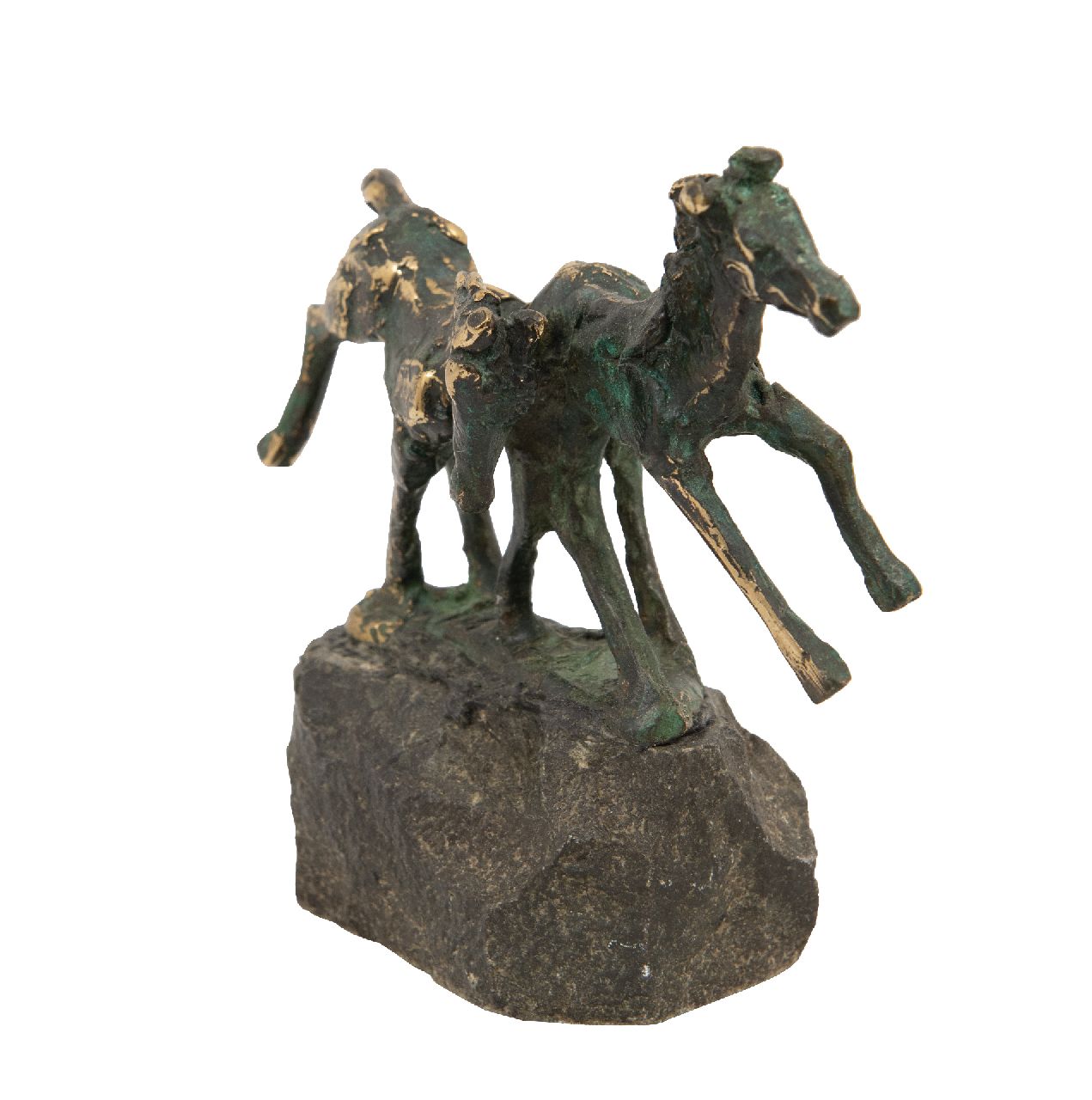 Bakker W.F.  | Willem Frederik 'Jits' Bakker | Skulpturen und Objekte zum Verkauf angeboten | Zwei spielende Fohlen, Bronze 10,3 x 11,4 cm, Unterzeichnet auf der Basis