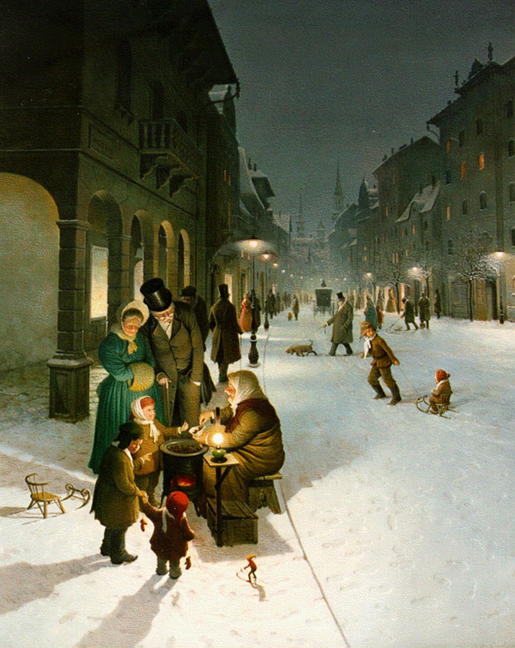 Gábor V.  | Vida Gábor, A snow-covered town at night, Öl auf Holz 49,7 x 39,9 cm, signed l.r.