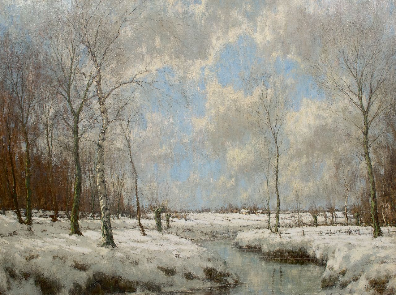 Gorter A.M.  | 'Arnold' Marc Gorter, Die Vordense Bach im Winter, Öl auf Leinwand 114,9 x 154,7 cm, Unterzeichnet u.r. (zweimal)