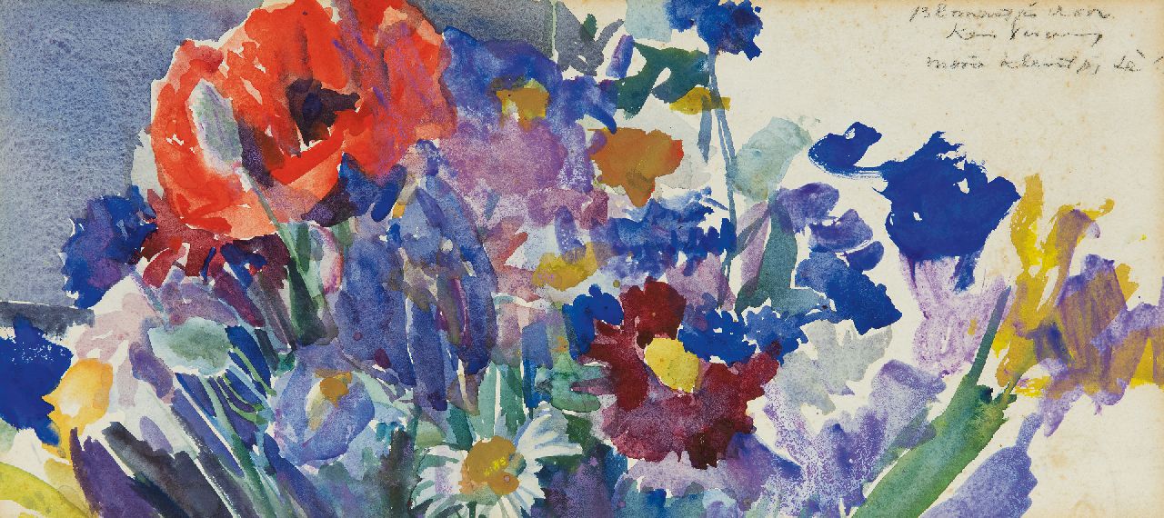 Kees Verwey | Blumen, Aquarell auf Papier, 19,2 x 43,3 cm, Unterzeichnet o.r. und verkocht