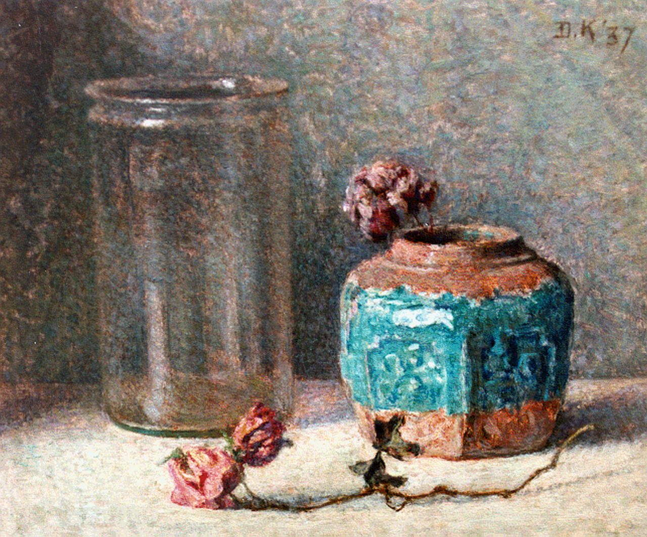 Komter D.  | Douwe Komter, A still life with a ginger jar, Öl auf Malereifaser 25,1 x 30,1 cm, signed u.r. und dated '37
