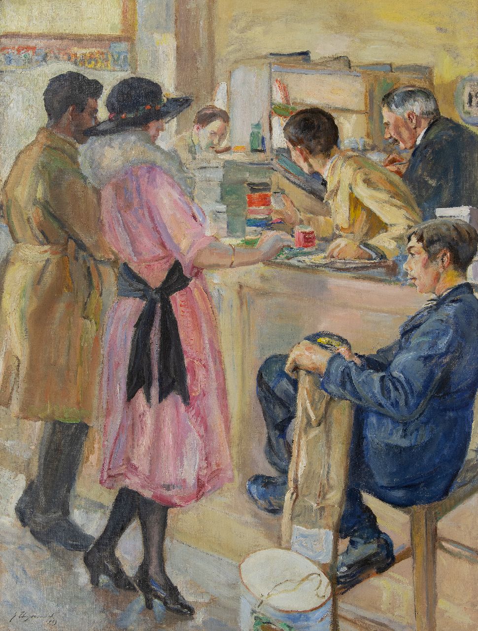 Thysebaert E.  | Emile Thysebaert | Gemälde zum Verkauf angeboten | Im Kurzwaren Geschäft, Öl auf Leinwand 109,2 x 83,2 cm, Unterzeichnet u.l. und datiert 1903