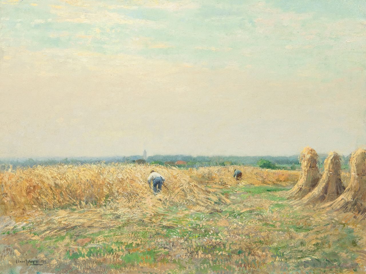 Schagen G.F. van | Gerbrand Frederik van Schagen | Gemälde zum Verkauf angeboten | Roggenernte, Öl auf Leinwand 60,5 x 80,7 cm, Unterzeichnet u.l. und datiert 1927