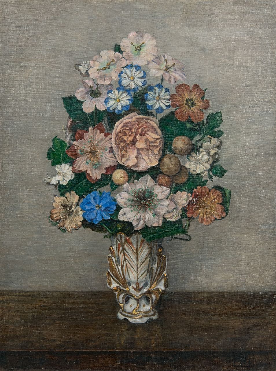 Kneppelhout S.E.  | Suzanna Elisabeth Kneppelhout, Antiker Blumenstrauß, Öl auf Leinwand 36,3 x 27,4 cm, Unterzeichnet u.r. mit Initialen und datiert 1936, ohne Rahmen