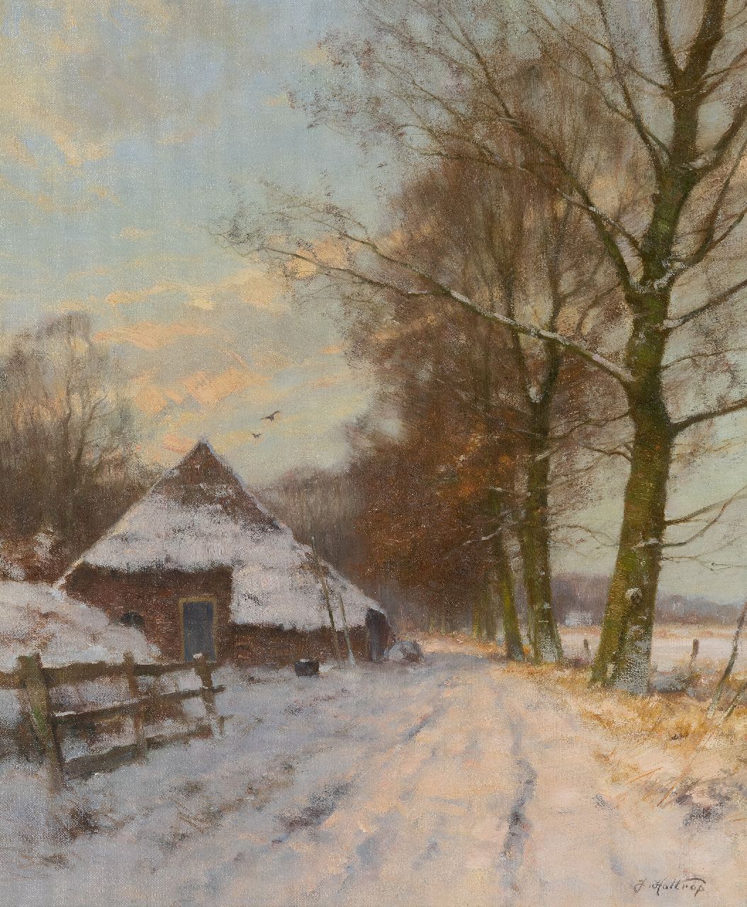 Holtrup J.  | Jan Holtrup, Winter im Achterhoek, Öl auf Leinwand 60,3 x 50,3 cm, Unterzeichnet u.r. und auf dem Keilrahmen und zu datieren um 1973