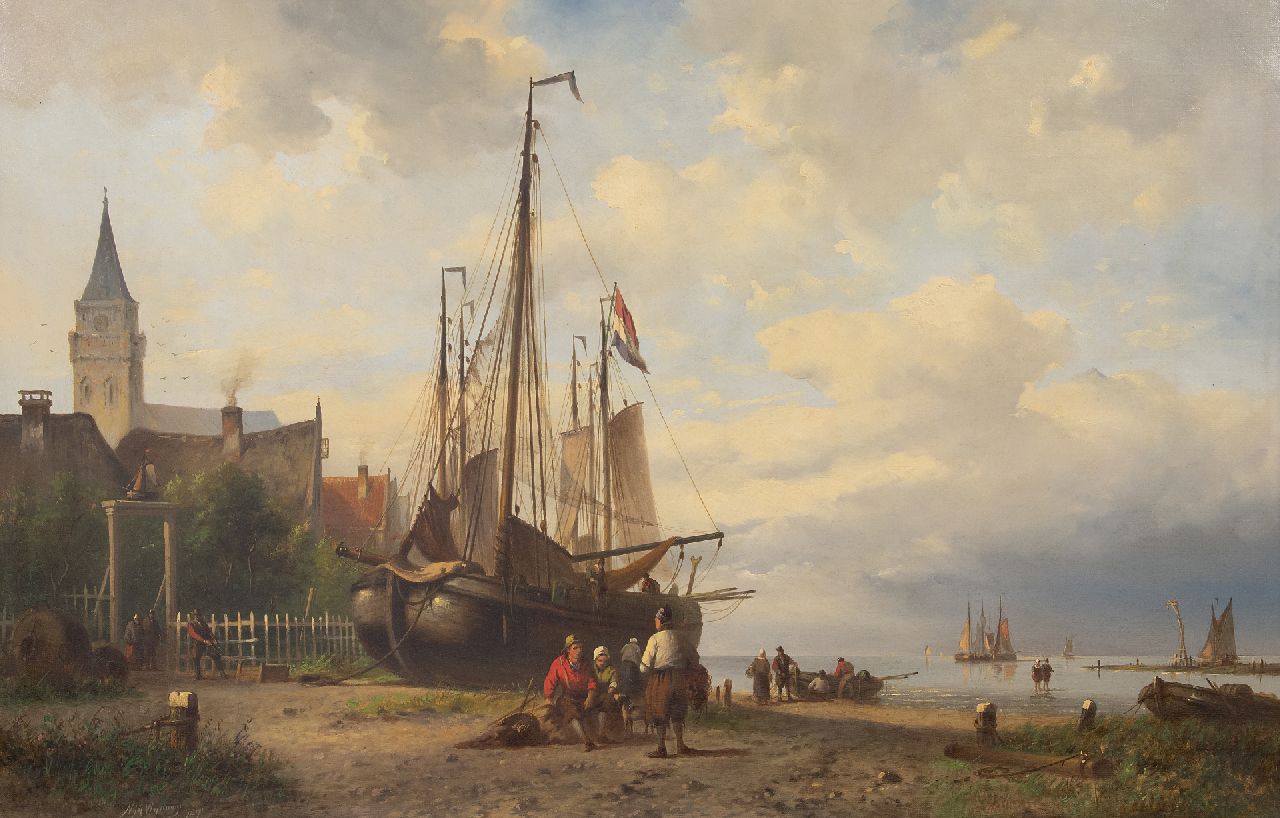 Wijdoogen N.M.  | Nicolaas Martinus Wijdoogen, Fischerdorf in die Strandnähe, Öl auf Leinwand 62,5 x 96,5 cm, Unterzeichnet u.l. und datiert 1891