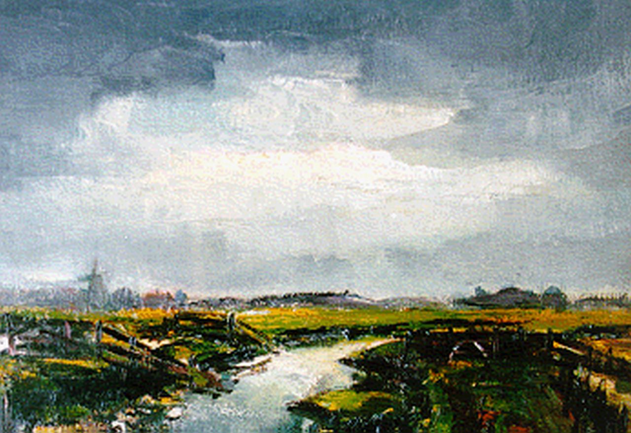 Colnot A.J.G.  | 'Arnout' Jacobus Gustaaf Colnot, A polder landscape, Öl auf Leinwand 40,0 x 50,2 cm, signed l.r.