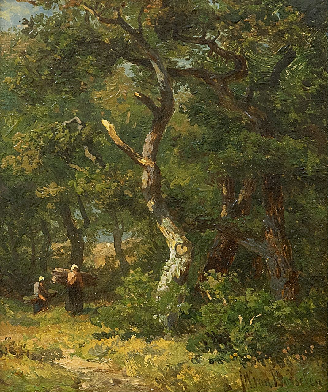 Borselen J.W. van | Jan Willem van Borselen, Waldlandschaft, Öl auf Holz 11,0 x 9,0 cm