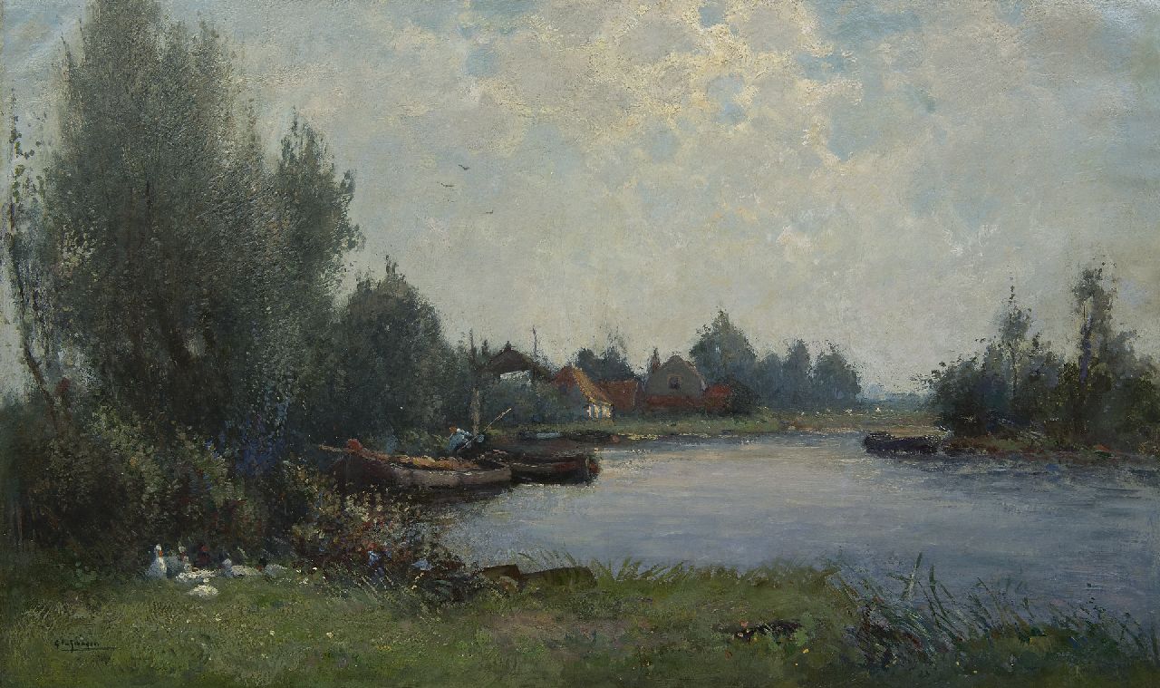 Schagen G.F. van | Gerbrand Frederik van Schagen | Gemälde zum Verkauf angeboten | Morgenstunde am Kaag, Öl auf Leinwand 65,5 x 110,5 cm, Unterzeichnet u.l. und datiert auf dem Keilrahmen 1916 Schagen G.F. van | Gerbrand Frederik van Schagen | Gemälde zum Verkauf angeboten | Morgenstunde am Kaag, Öl auf Leinwand 65,5 x 110,5 cm, Unterzeichnet u.l. und datiert auf dem Keilrahmen 1916