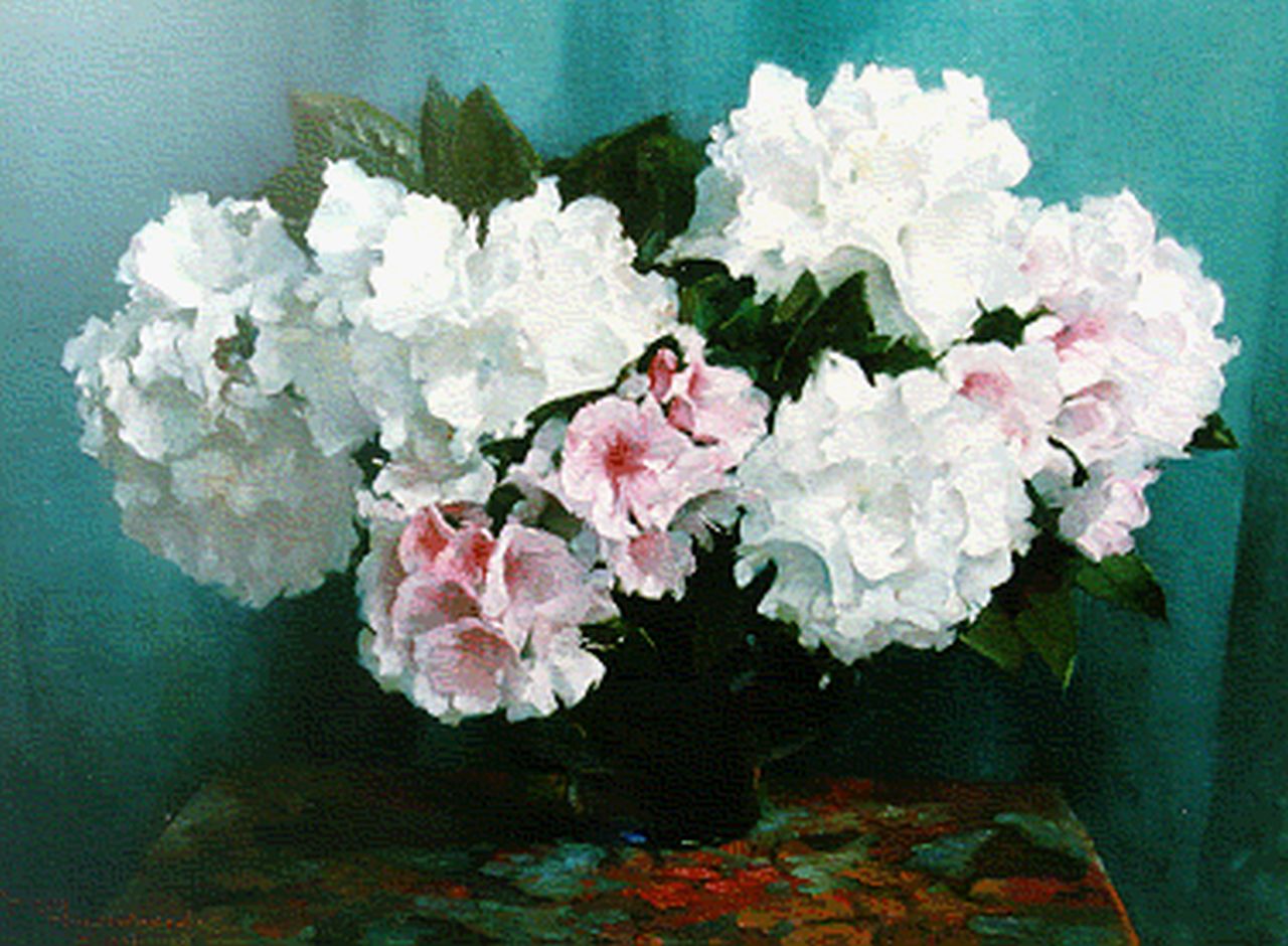 Hogerwaard G.  | Georges 'George' Hogerwaard, A flower still life, Öl auf Leinwand 70,0 x 90,0 cm, signed l.l. und dated 1936