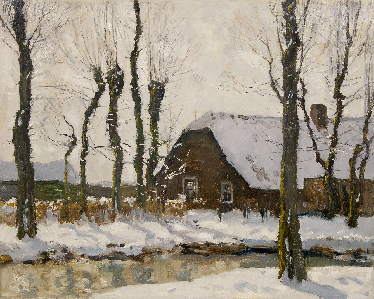 Soest L.W. van | 'Louis' Willem van Soest | Gemälde zum Verkauf angeboten | Bauernhof im Schnee, Öl auf Leinwand 80,5 x 100,7 cm, Unterzeichnet u.l. und without frame