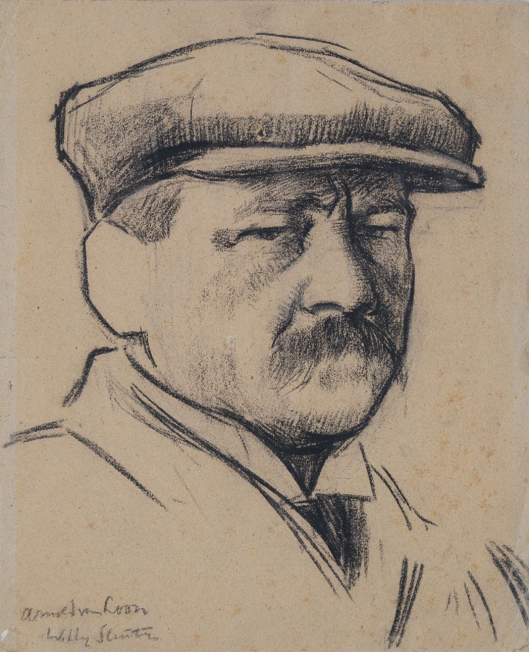 Sluiter J.W.  | Jan Willem 'Willy' Sluiter | Aquarelle und Zeichnungen zum Verkauf angeboten | Porträt von Arnout van Loon, Kreide auf Papier 38,6 x 31,6 cm, Unterzeichnet u.l.