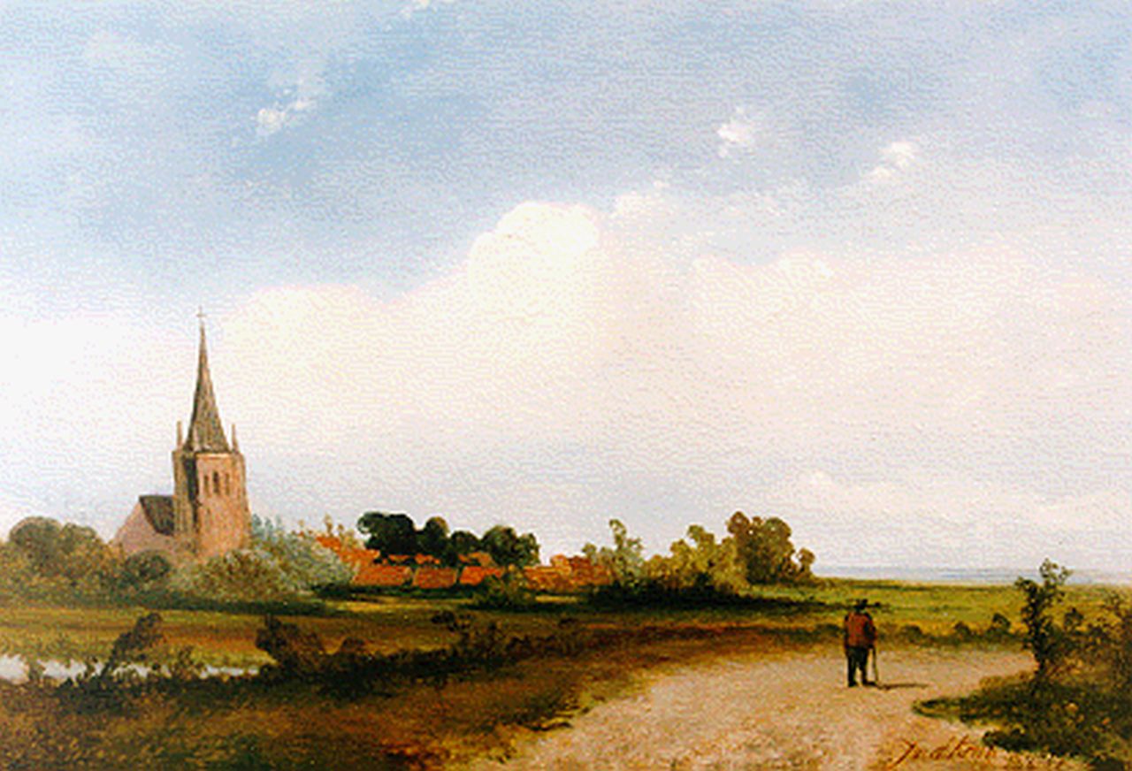 Kruk J.G. van der | Jacobus Gerardus van der Kruk, An extensive landscape, Öl auf Holz 16,7 x 24,8 cm, signed l.r. und dated '50
