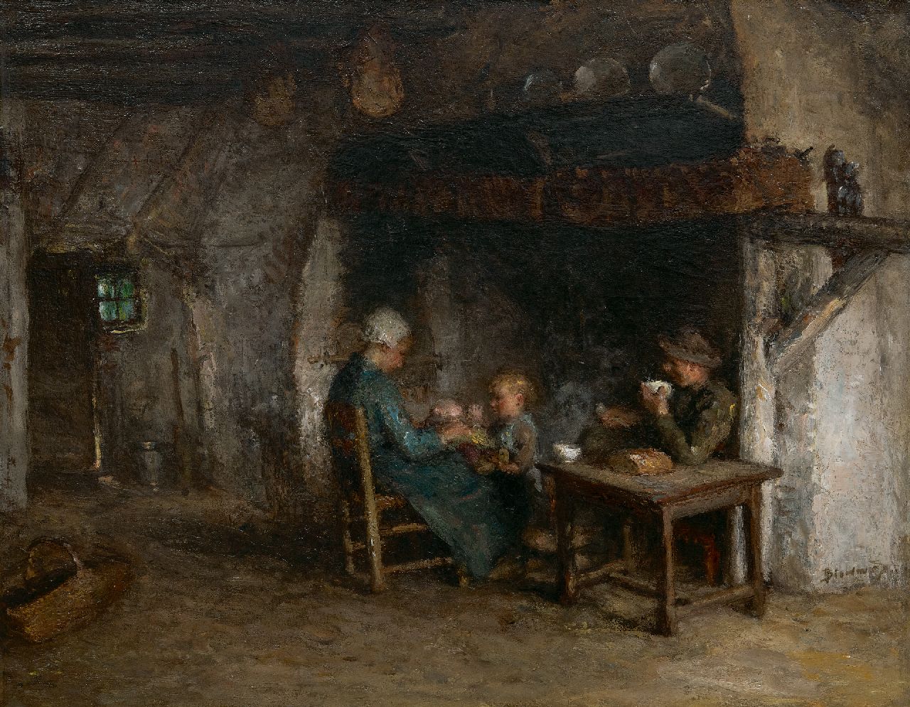 Blommers B.J.  | Bernardus Johannes 'Bernard' Blommers | Gemälde zum Verkauf angeboten | Eine Bauernfamilie, Öl auf Leinwand 57,4 x 71,4 cm, Unterzeichnet u.r.