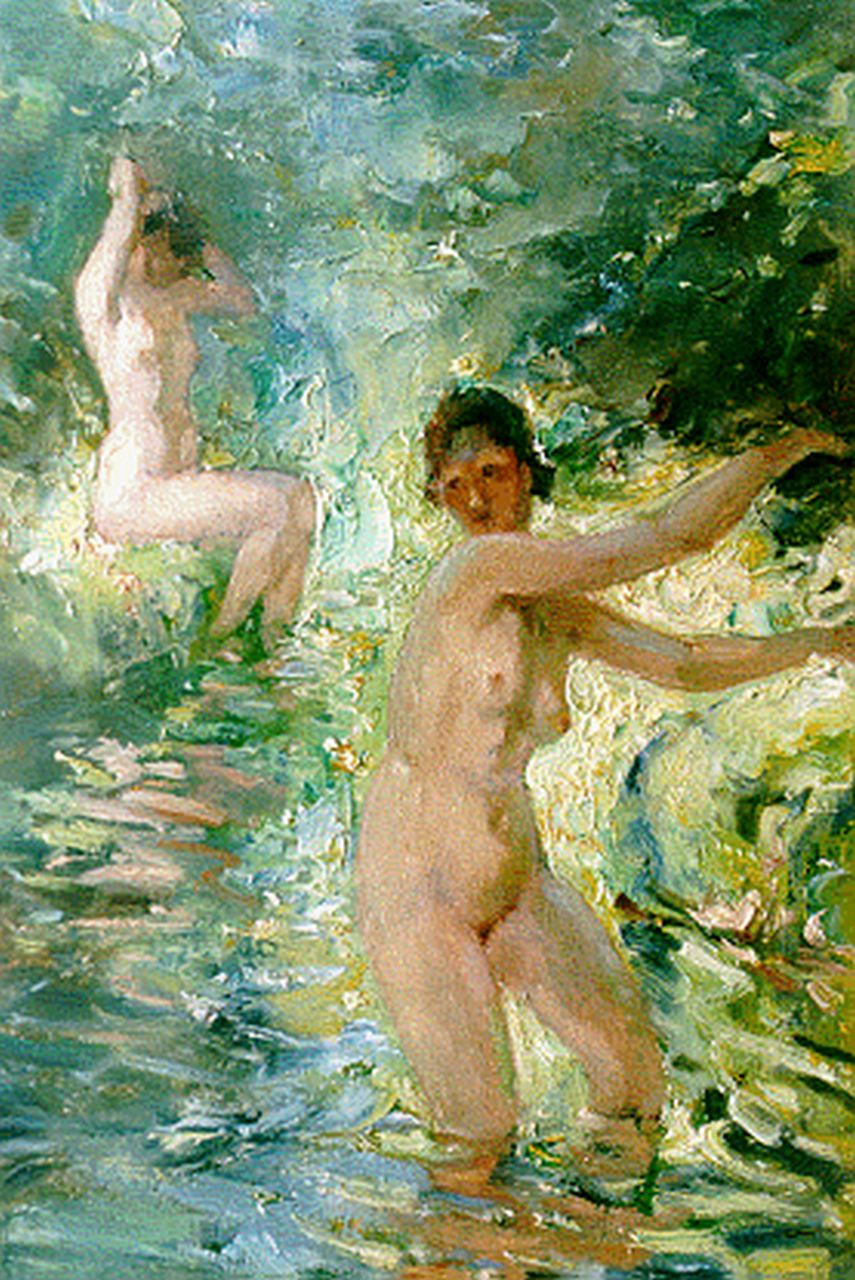 Miolée A.  | Adrianus 'Adriaan' Miolée, Bathing women, 35,0 x 25,1 cm, signed l.r.