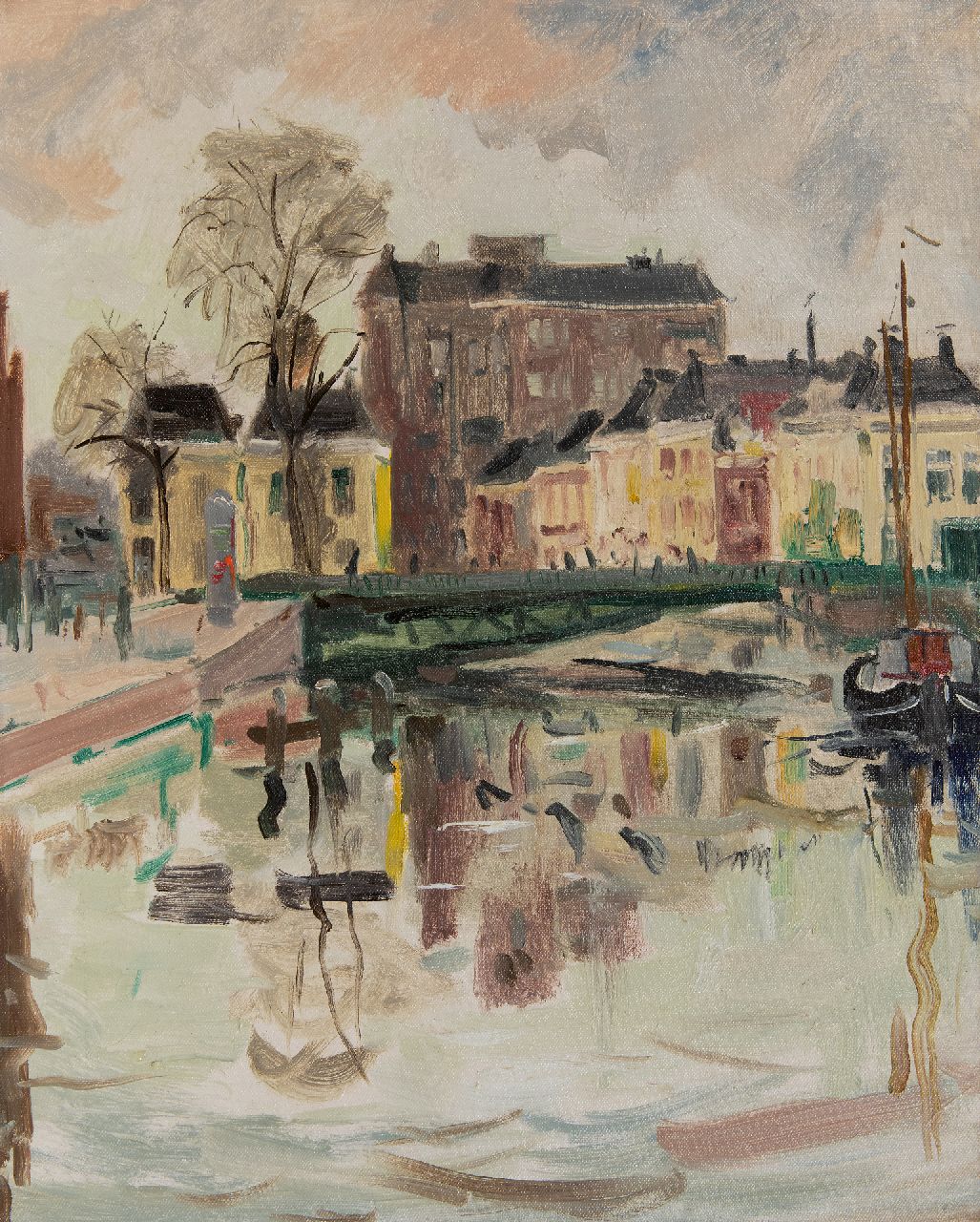 Walrecht B.H.D.  | Bernardus Hermannus David 'Ben' Walrecht, Die Steenstilbrücke, Groningen, Öl auf Leinwand 50,5 x 40,4 cm, Unterzeichnet auf den Keilrahm und zu datieren 1938