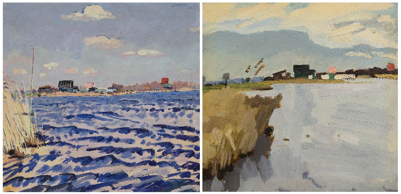 Zee J. van der | Jan van der Zee, Paterswoldsemeer, Groningen, an einem windigen Tag; im Verso: Paterswoldsemeer bei ruhigem Wetter, Öl auf Leinwand 54,0 x 56,0 cm, Unterzeichnet o.r. und datiert '32 Zee J. van der | Jan van der Zee, Paterswoldsemeer, Groningen, an einem windigen Tag; im Verso: Paterswoldsemeer bei ruhigem Wetter, Öl auf Leinwand 54,0 x 56,0 cm, Unterzeichnet o.r. und datiert '32