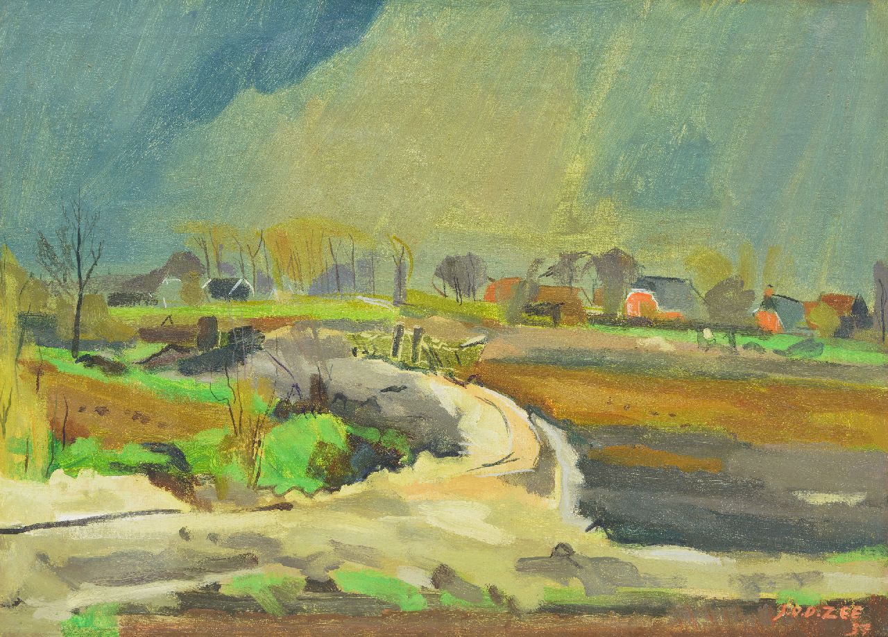 Zee J. van der | Jan van der Zee, Groninger Bauernhoflandschaft, Öl auf Leinwand 50,3 x 70,5 cm, Unterzeichnet u.r. und datiert '37 Zee J. van der | Jan van der Zee, Groninger Bauernhoflandschaft, Öl auf Leinwand 50,3 x 70,5 cm, Unterzeichnet u.r. und datiert '37