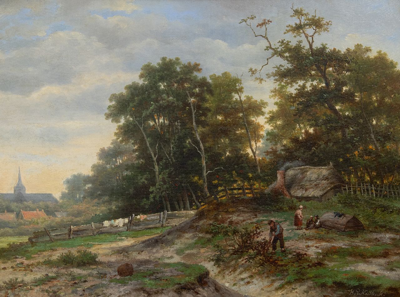 Koekkoek B.H.  | Barend Hendrik 'H.B.' Koekkoek, Hütte am Waldrand, Öl auf Leinwand 46,0 x 61,5 cm, Unterzeichnet u.r.