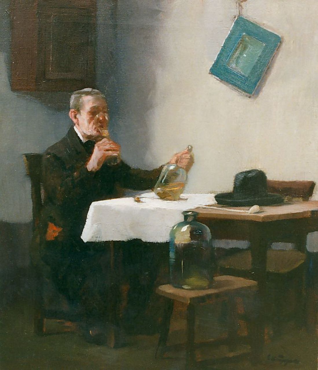 Küppers L.  | Leo Küppers, The wine-taster, Öl auf Leinwand 54,5 x 46,2 cm, signed l.r.