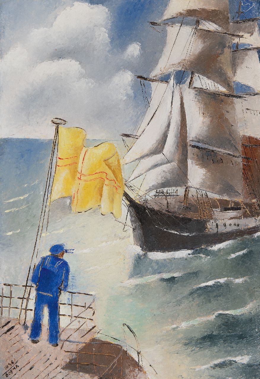 Bosma W.  | Willem 'Wim' Bosma | Gemälde zum Verkauf angeboten | Auf der Wache, Öl auf Holz 55,1 x 37,9 cm, Unterzeichnet u.l. und datiert 1936
