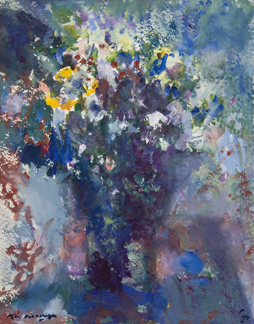 Verwey K.  | Kees Verwey | Aquarelle und Zeichnungen zum Verkauf angeboten | Blumenstilleben, Aquarell auf Papier 51,0 x 40,5 cm, Unterzeichnet u.l. und datiert '75