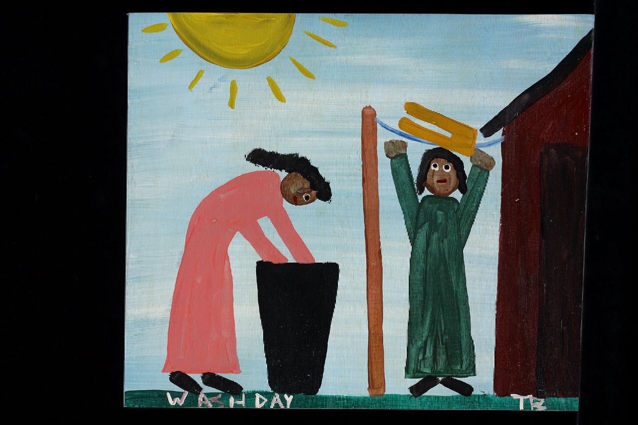 Brown T.  | Timothy 'Tim' Brown, Wash day, Acryl auf Holz 35,0 x 41,0 cm, Unterzeichnet u.r. mit Initialen