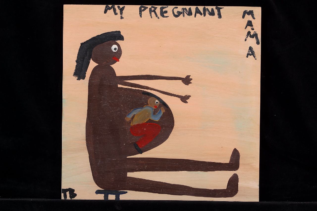 Brown T.  | Timothy 'Tim' Brown, My pregnant mama, Acryl auf Holz 37,0 x 38,0 cm, Unterzeichnet u.l. mit Initialen
