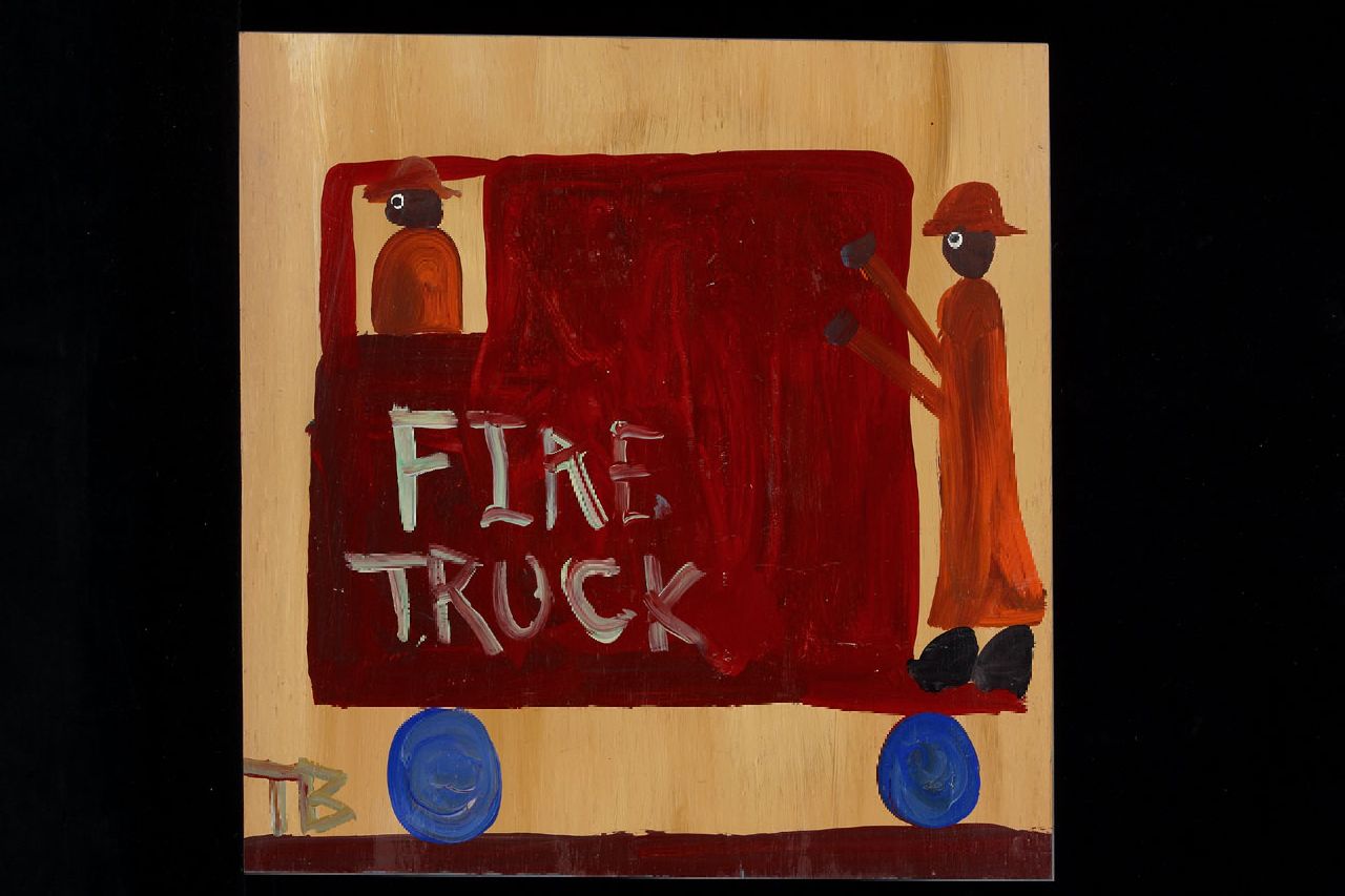 Brown T. | Timothy 'Tim' Brown, Fire truck, Acryl auf Holz 38,0 x 37,0 cm, Unterzeichnet u.l. mit Initialen Brown T. | Timothy 'Tim' Brown, Fire truck, Acryl auf Holz 38,0 x 37,0 cm, Unterzeichnet u.l. mit Initialen