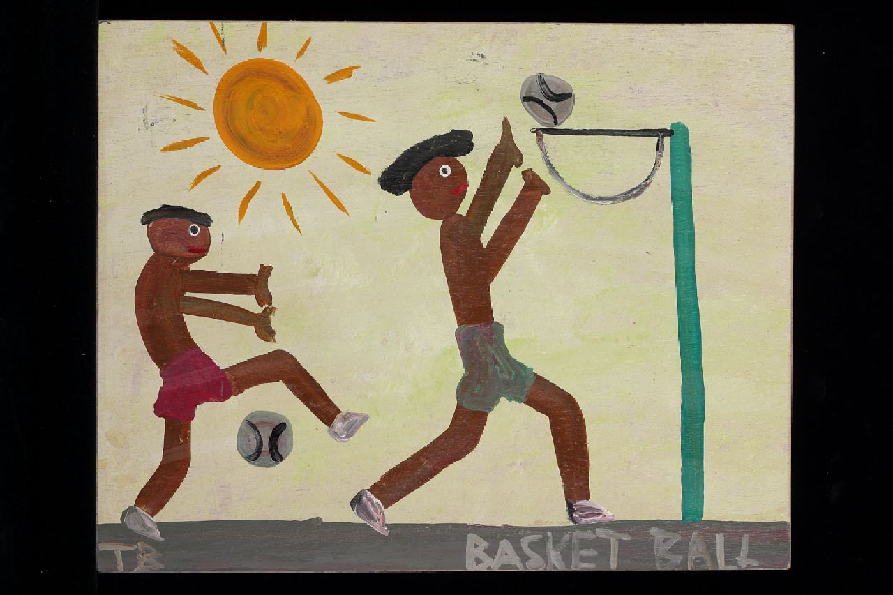 Brown T.  | Timothy 'Tim' Brown, Basket ball, Acryl auf Holz 38,0 x 48,0 cm, Unterzeichnet u.l. mit Initialen
